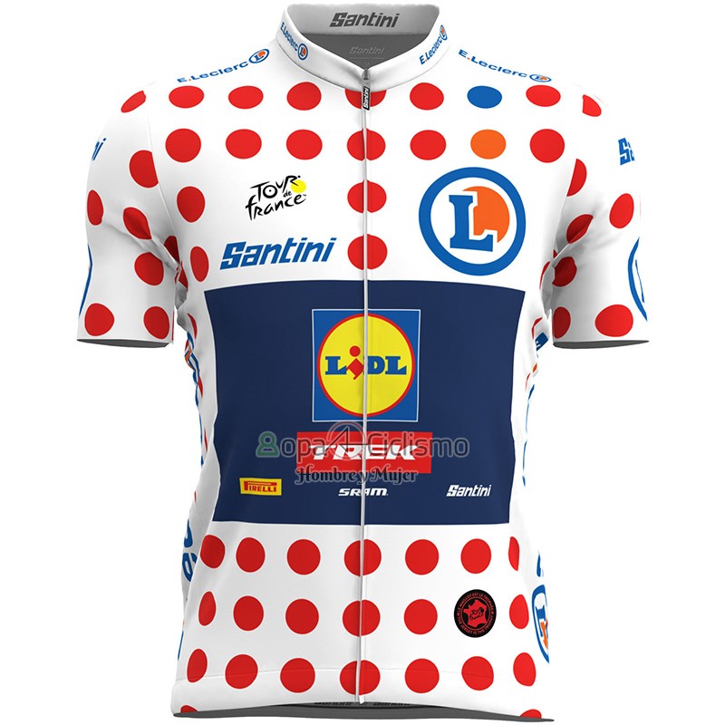 Lidl Trek Ropa Ciclismo Culotte Corto 2023 Hombre Mangas Cortas Blanco Rojo Spot